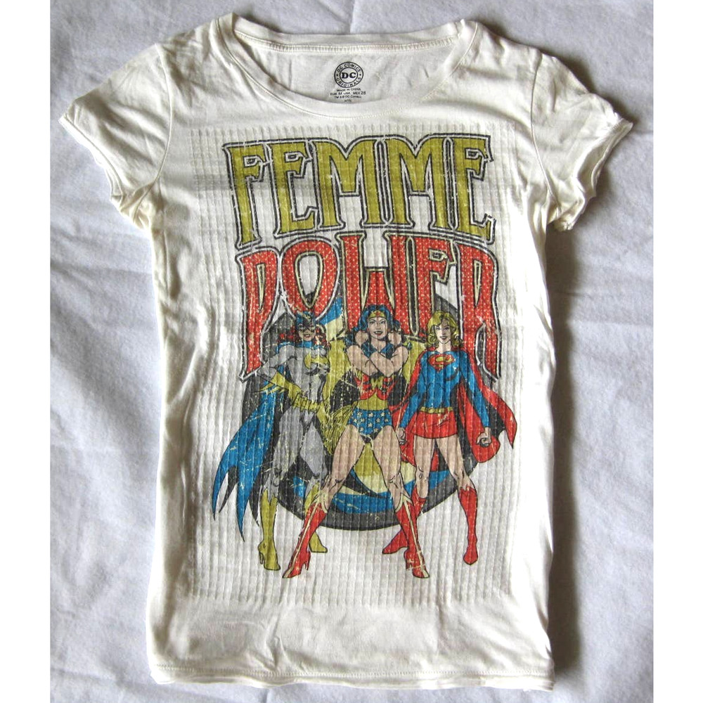 D.C. Comics Femme Power Girls T-Shirt with clear sequins size M